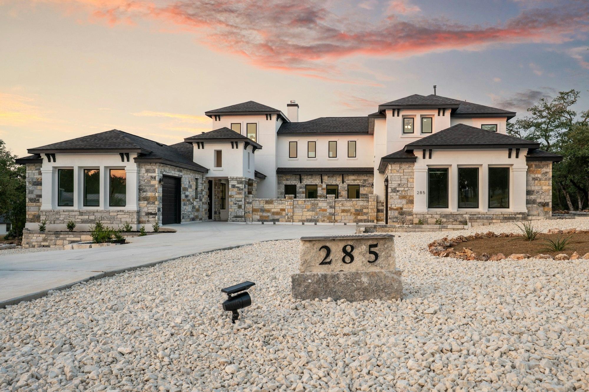 Premium Texas custom-built home at sunset, investment-grade US real estate